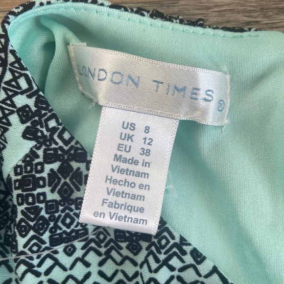 London Time Boho Tribal Print Maxi Dress Size 8 Aqua Soft Knit Sleeveless NWT - Picture 10 of 13